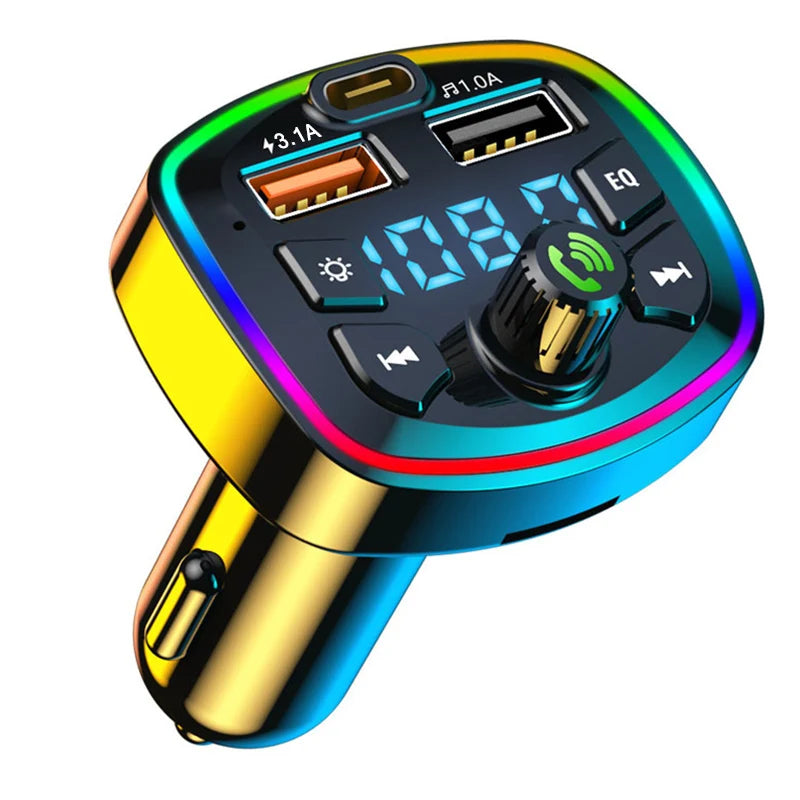 Car Bluetooth 5.0 FM Transmitter – Wireless Audio Receiver & Dual USB Charger