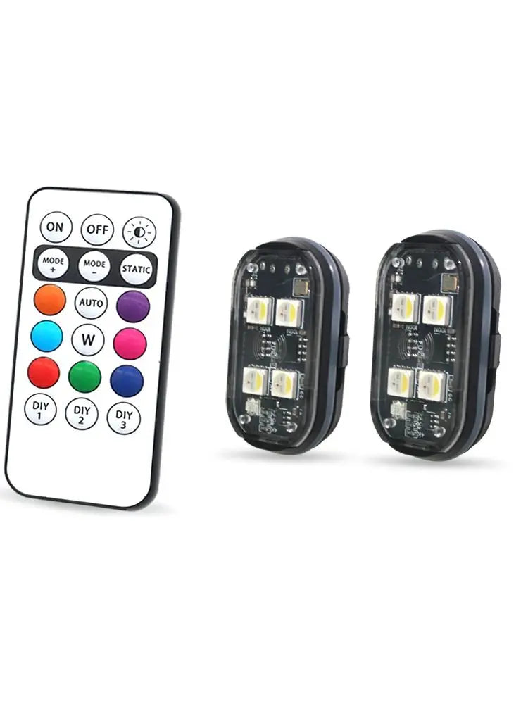 Car Interior Decorative LED Light – 2/4/6x 8 Colors, Remote-Controlled Ambient Lighting