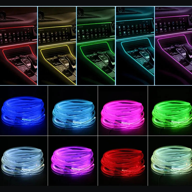 RGB Car Interior LED Light Strip – 2/3/4/5M Ambient USB Fiber Optic Lamp with App Control