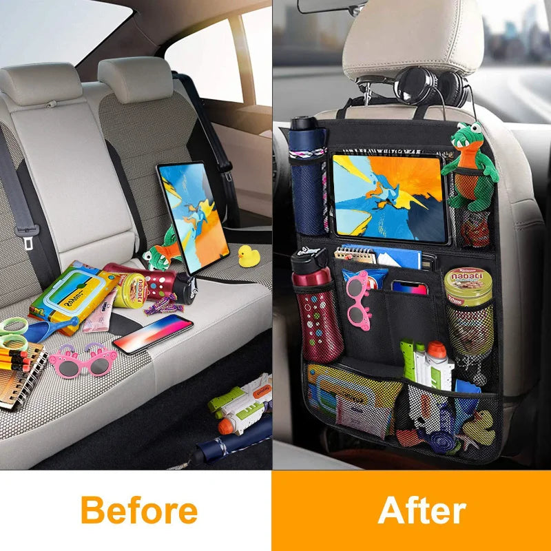 Car Backseat Organizer with Tablet Holder – Multi-Pocket Storage & Seat Protector for Kids & Pets